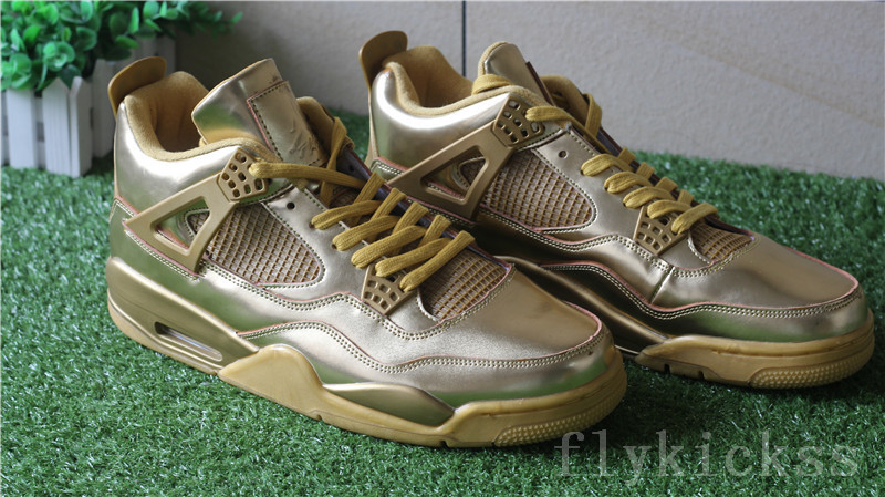 Authentic Air Jordan 4 Retro Gold Custom